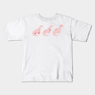 Winter Heart Dinosaurs (white background) Kids T-Shirt